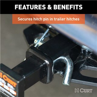 CURT | Hitch Clip (Fits 1/2" or 5/8" Pin, Zinc, Packaged) CURT Hitch Accessories