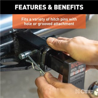 CURT | Hitch Clip (Fits 1/2" or 5/8" Pin, Zinc, Packaged) CURT Hitch Accessories