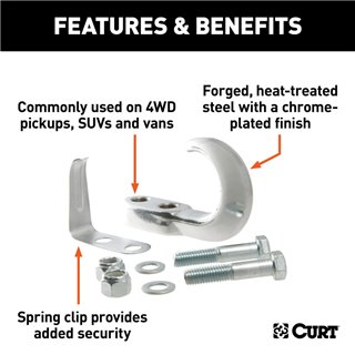 CURT | Tow Hook with Hardware (10,000 lbs., Chrome) CURT Tow Hook