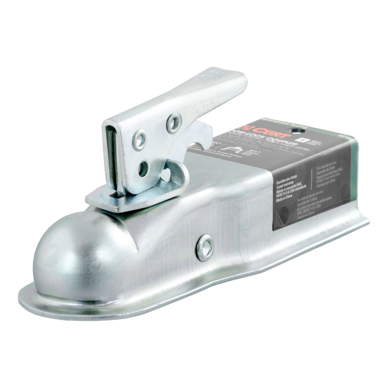 CURT | 1-7/8" Straight-Tongue Coupler with Posi-Lock (2-1/2" Channel, 2,000 lbs, Zinc)