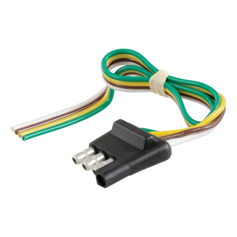 CURT | 4-Way Flat Connector Plug with 12" Wires (Trailer Side)