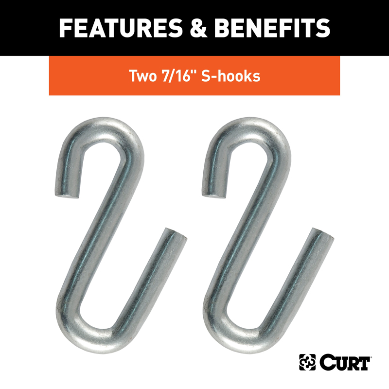 CURT | 48" Safety Chain with 2 S-Hooks (5,000 lbs, Clear Zinc) CURT Tow Hook