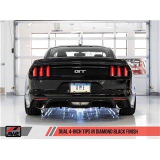 AWE Tuning | Track Cat-Back Exhaust Dual 4" Black Tips - Mustang 5.0L 2015-2017 AWE Tuning Cat-Back Exhausts