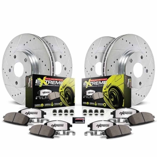 Ceramic Brake Pads Calipers Power Stop KCOE7214 Autospeciality Replacement Front Caliper Kit OE Rotors 