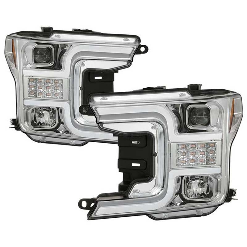 Spyder | Projector Headlights - LED Sequential Turn Signal - Chrome SPYDER Headlights