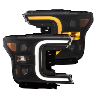 ANZO | Projector Headlights w/ Plank Style Switchback Black w/ Amber Anzo USA Lighting