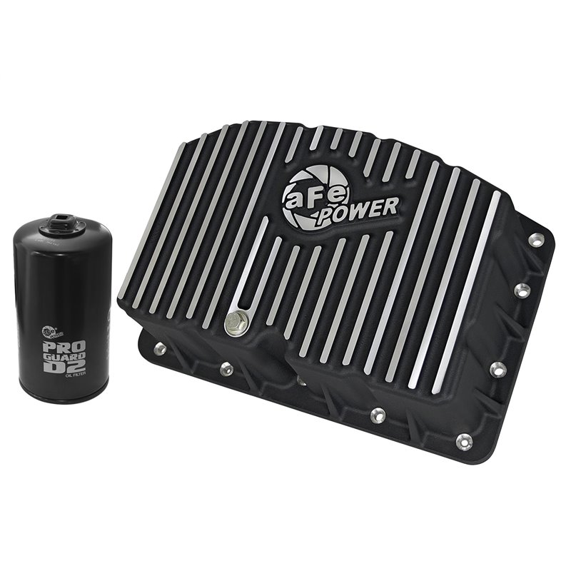 aFe POWER | aFe POWER Pro Series Engine Oil Pan Black w/Machined Fins - F-250 / F-350 6.7L 2011-2019