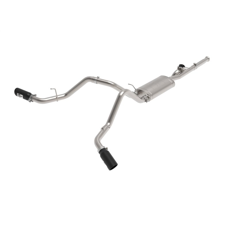 aFe Power | Gemini XV 3 IN 304 Stainless Steel Cat-Back Exhaust System w/Cut-Out Black - Silverado / Sierra 1500 2009-2018 aF...