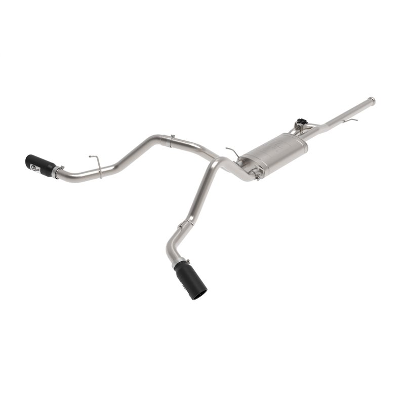 aFe Power | Gemini XV 3 IN 304 Stainless Steel Cat-Back Exhaust System w/Cut-Out Black - Silverado / Sierra 1500 / Limited 4....