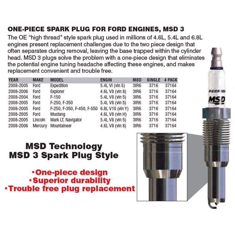MSD | Iridium Tip Spark Plug - Ford / Lincoln / Mercury 2000-2008 MSD Ignition Spark Plugs