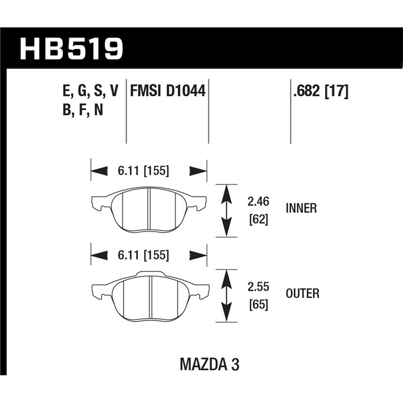 Hawk | HPS 5.0 FRONT Brake Pad - Ford / Mazda / Volvo Hawk Performance Brake Pads