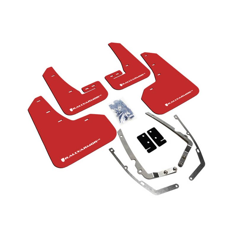 RallyArmor | Red Mud Flaps White Logo - MK7 Golf/GTI/TSI - MK7.5 Golf R