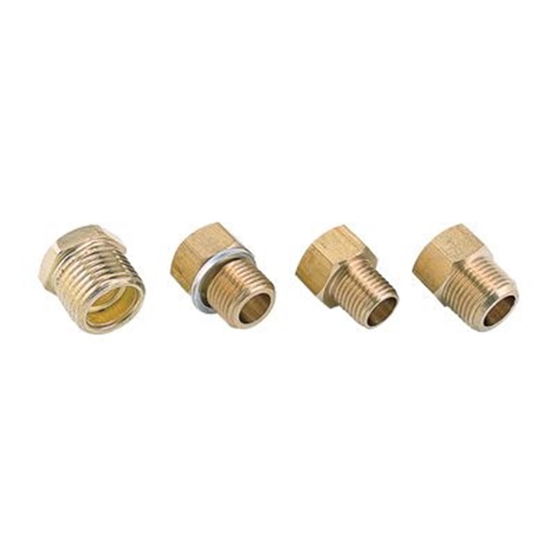 EQUUS | ADAPTERS; MECH WTMP; 4 PCS; 5/8in.-18 UNF TO 3/8in. NPT; 1/4in. NPT; 1/2in. NPT; EQUUS Automotive Interior