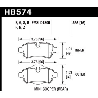 Hawk Performance | HP Plus Disc Brake Pad - Cooper / Cooper Countryman / Cooper Paceman 2008-2015 Hawk Performance Brake Pads