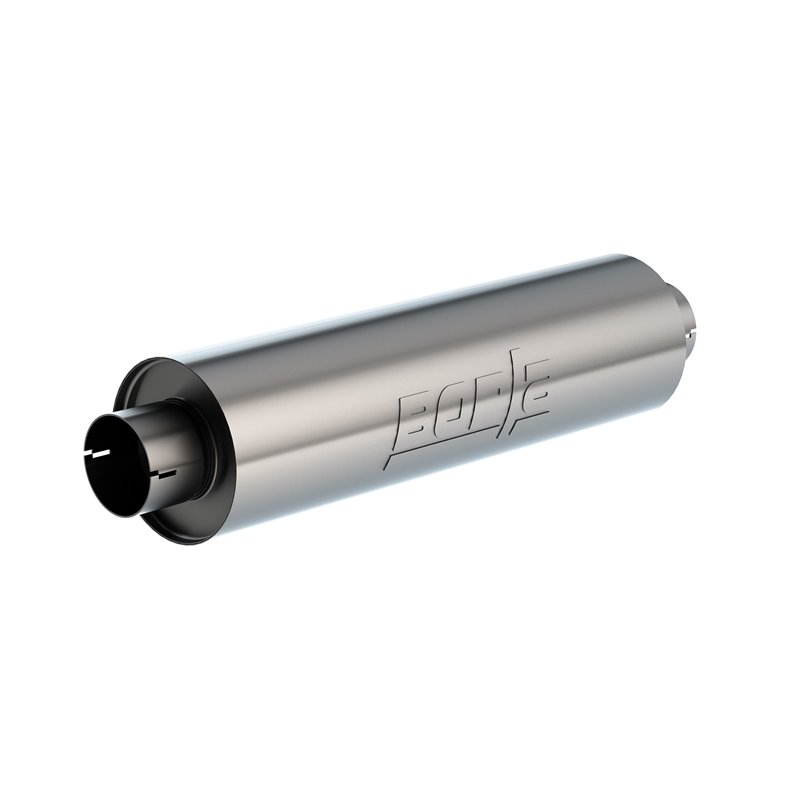 Borla | Specialty Muffler - Heavy Duty (Truck) - 3.5 in. Center Inlet/ 3.5 in. Center Outlet 6.75 in. Round x 24 in. Long Body N