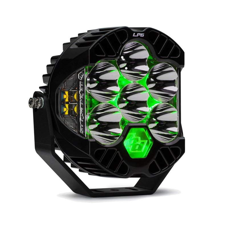 Baja Designs | LP6 Pro LED Auxiliary Light Pod - Light Pattern: Driving/Combo Color: Clear Backlight: Green