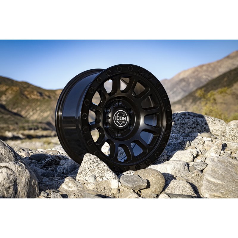 ICON Alloys | Hulse, Double Black, 17 x 8.5 / 6 x 5.5, 0mm Offset, 4.75" BS