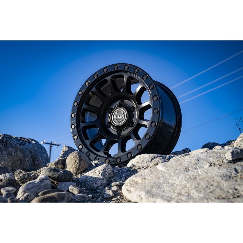 ICON Alloys | Hulse, Double Black, 17 x 8.5 / 6 x 5.5, 0mm Offset, 4.75" BS