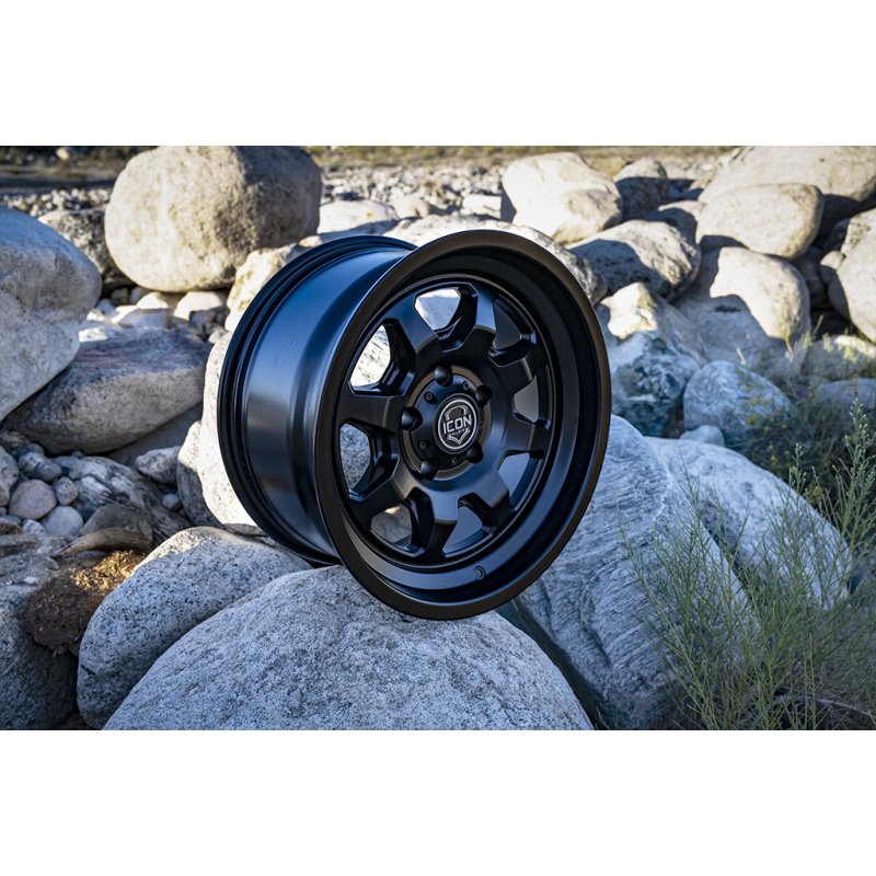 ICON Alloys | Nuevo, Satin Black, 17 x 8.5 / 6 x 5.5, 0mm Offset, 4.75" BS