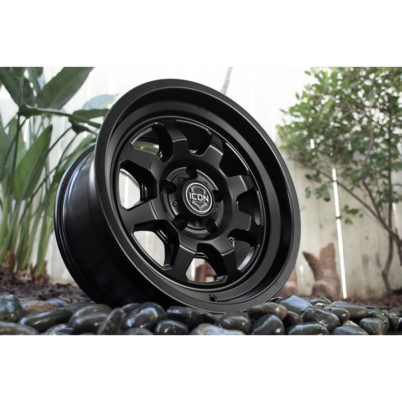 ICON Alloys | Nuevo, Satin Black, 17 x 8.5 / 6 x 5.5, 0mm Offset, 4.75" BS
