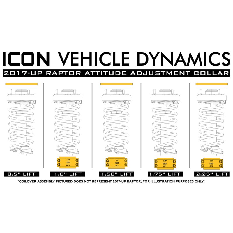 ICON Alloys | 17-20 Ford Raptor .5-2.25" Lift Adjustment Collar Front Leveling Kit