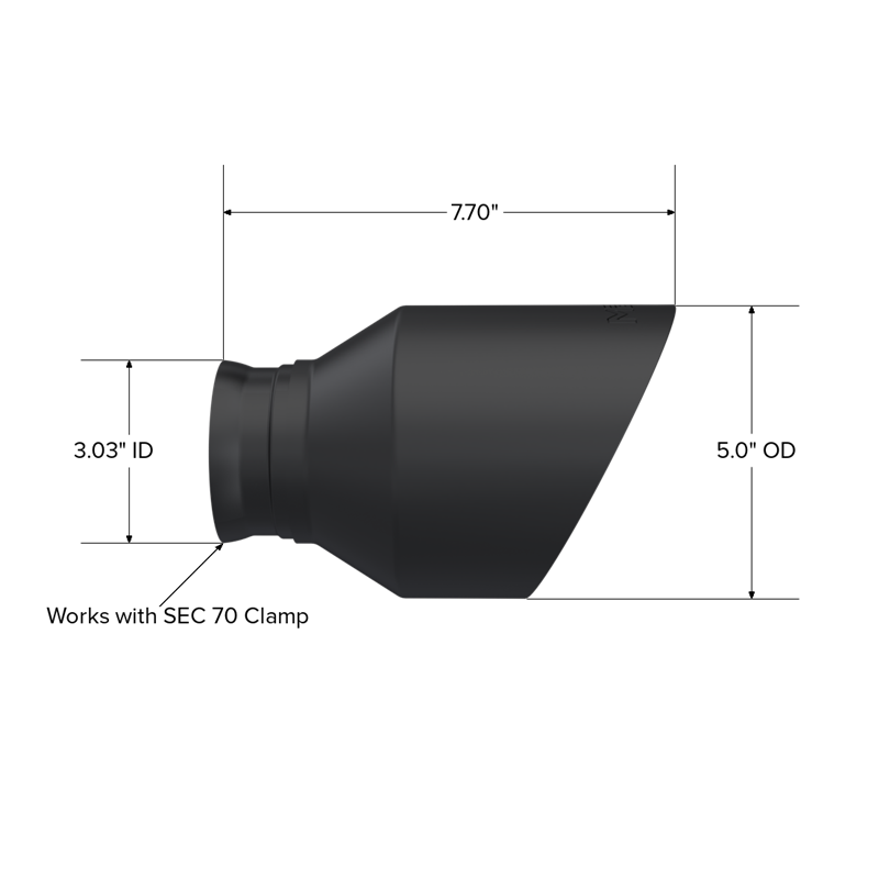 MBRP | Exhaust 5in. OD, SEC 70 inlet, 7.7in. in length, Dual Wall, Angle Cut, BLK Tip Pairs. - Charger / Durango  2015-2024