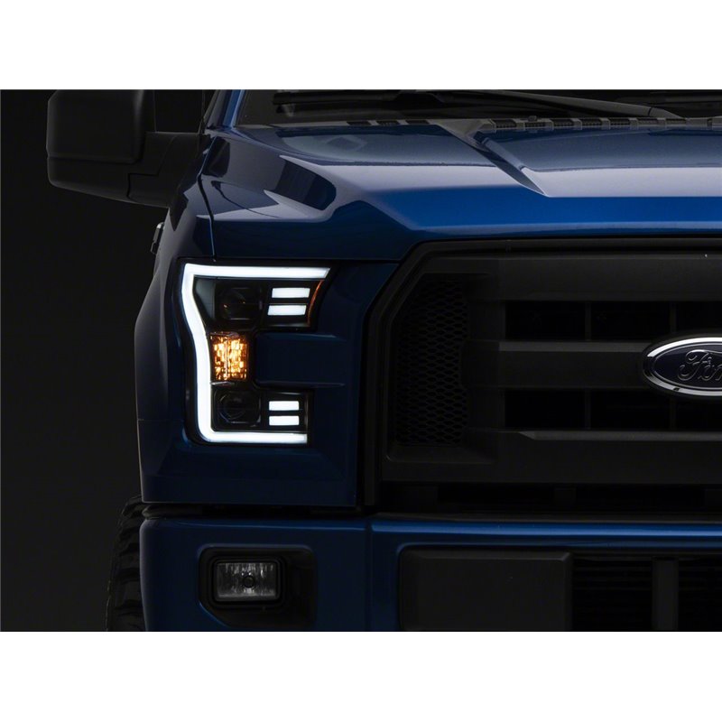 Raxiom | G3 Projector Headlights with LED Accent Black Housing Clear Lens - F-150 2.7T / 3.5L / 5.0L 2015-2017