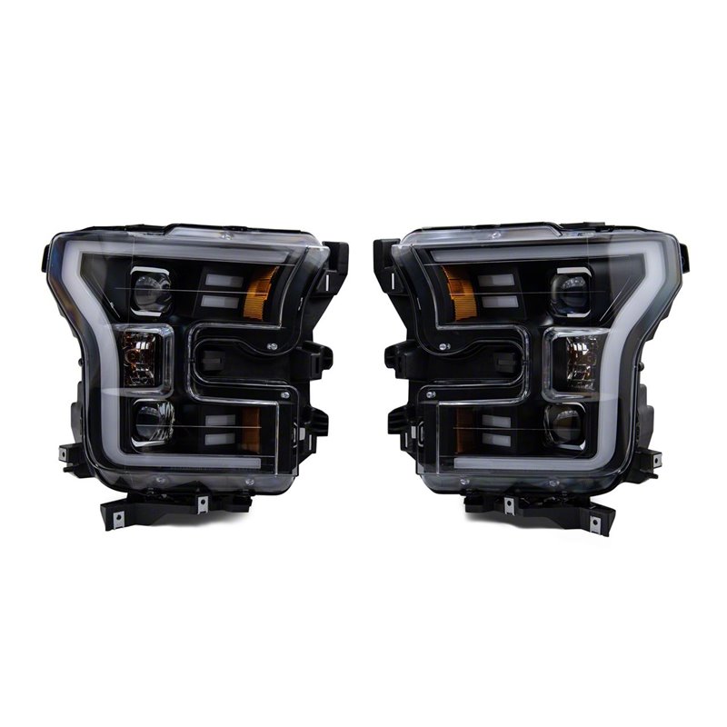 Raxiom | G3 Projector Headlights with LED Accent Black Housing Clear Lens - F-150 2.7T / 3.5L / 5.0L 2015-2017