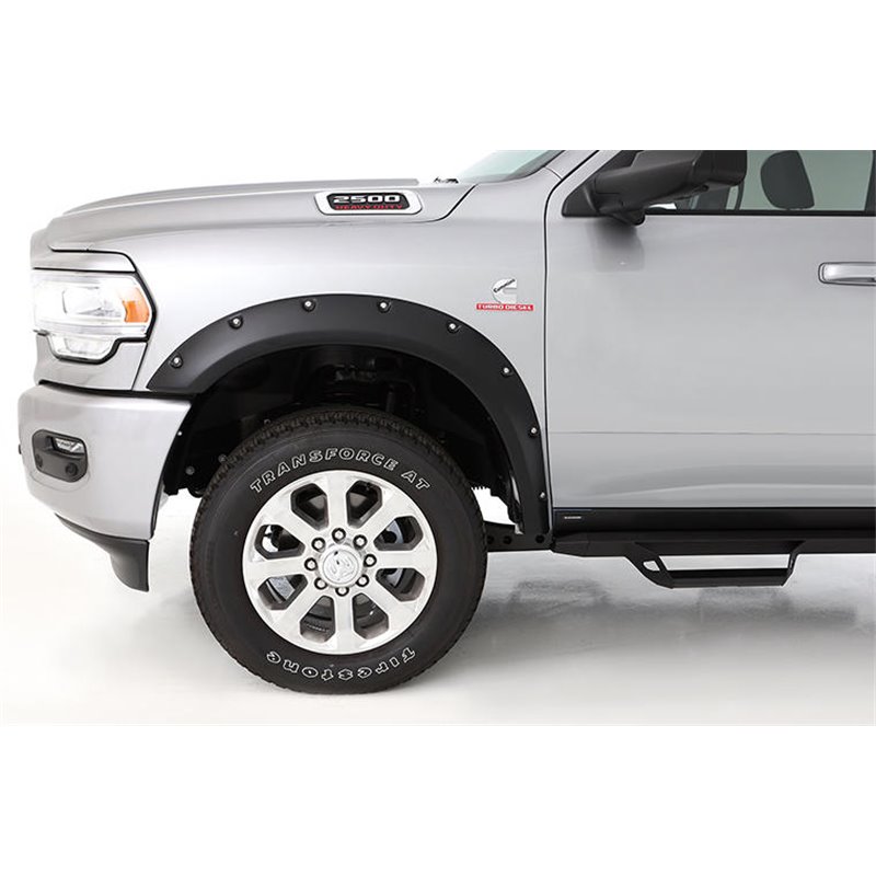 Bushwacker | 20146-02 Black Pocket/Rivet Style Smooth Finish Rear Fender Flares for 2023-2024 Ford F-250/350 - F-250 / F-350  20