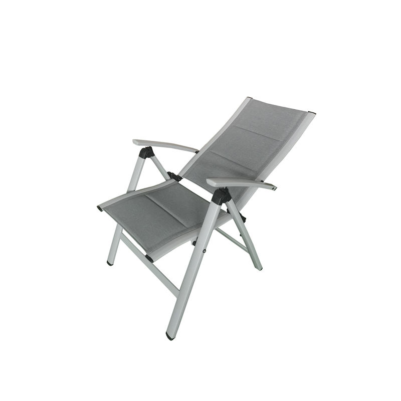 MOSS | Reclining chair GREY alu + TAUPE cushioned textile