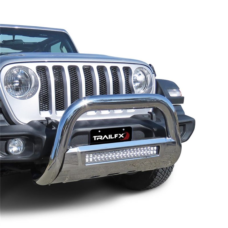 TrailFX | 3.5" OVAL BULL BAR W. LIGHT OP BLK - Gladiator / Wrangler (JL) 2018-2023