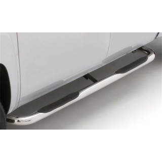 Lund | 3 In Round Bent Nerf Bars; Stainless Steel; Polished - Tundra 2007-2021