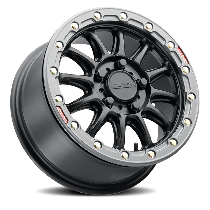 Raceline | Alpha Beadlock UTV A14BG 15x7.0 ET25 - Satin Black / Gunmetal Beadlock Ring
