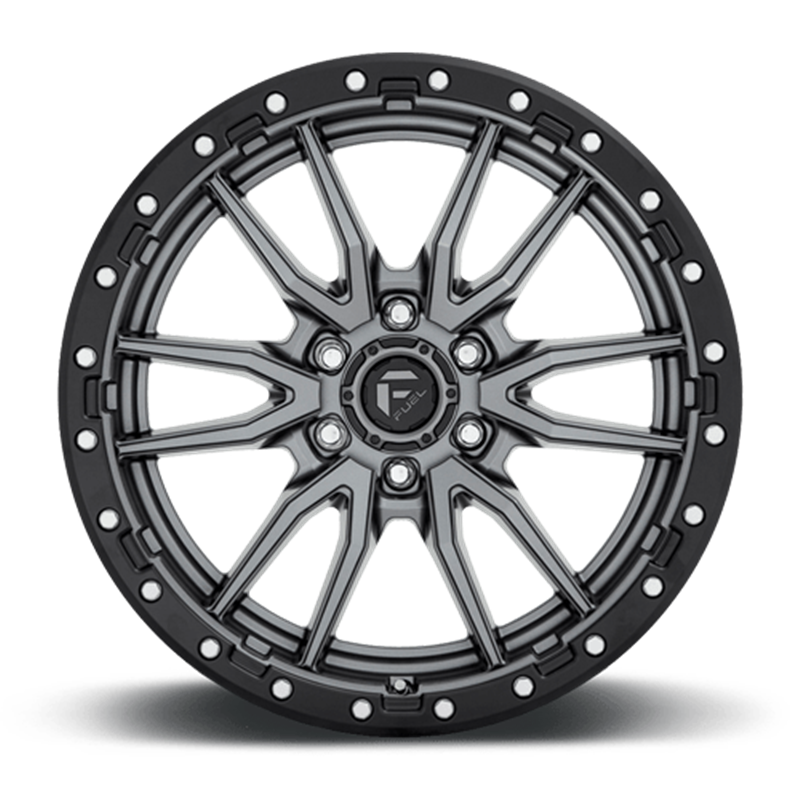 Fuel Off-Road Wheels | Rebel D680 20x9.0 ET1 - Matte Gunmetal / Black Bead Ring