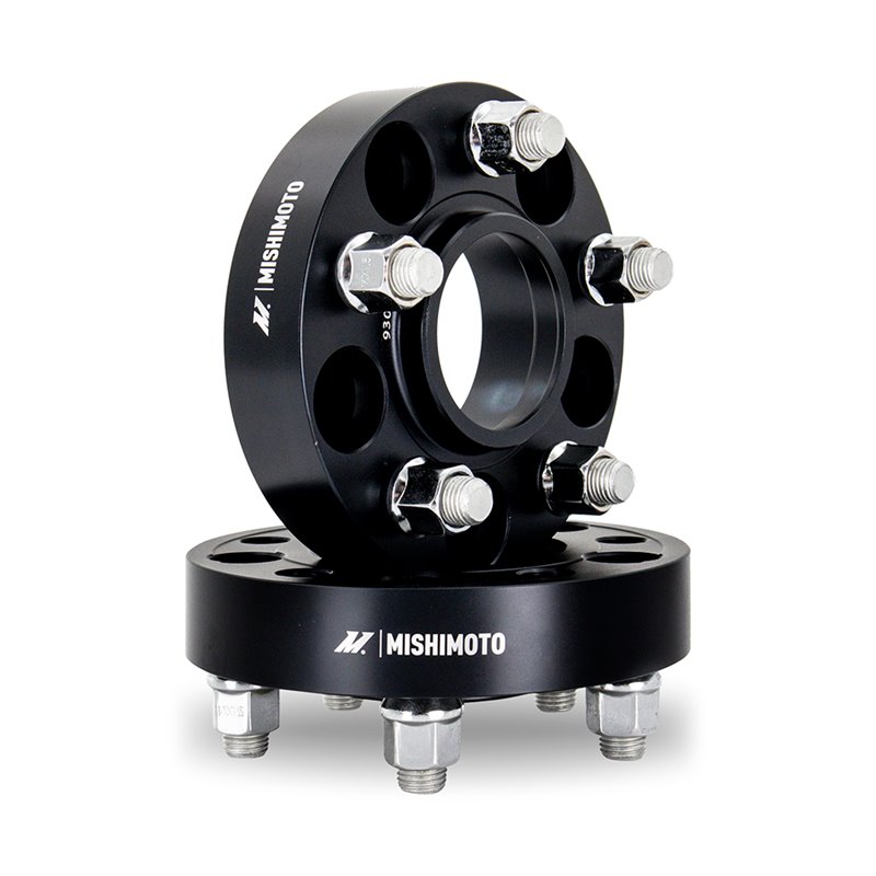 Mishimoto | Wheel Spacers, 5x100, 56.1 Center Bore, M12x1.25, 25mm Thick, Black - Saab / Scion / Subaru / Toyota 1993-2023