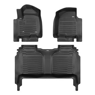 TuxMat | Tapis Protecteurs (1ère & 2e Rangée) - Sierra 1500 Crew Cab 2019-2026 (w/ Rear Under-Seat Storage) TuxMat Tapis Prot...