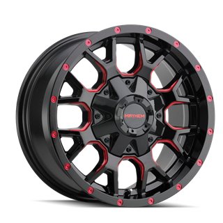 Mayhem | WARRIOR 18x9.0 ET18 - Gloss Black Milled Prism Red