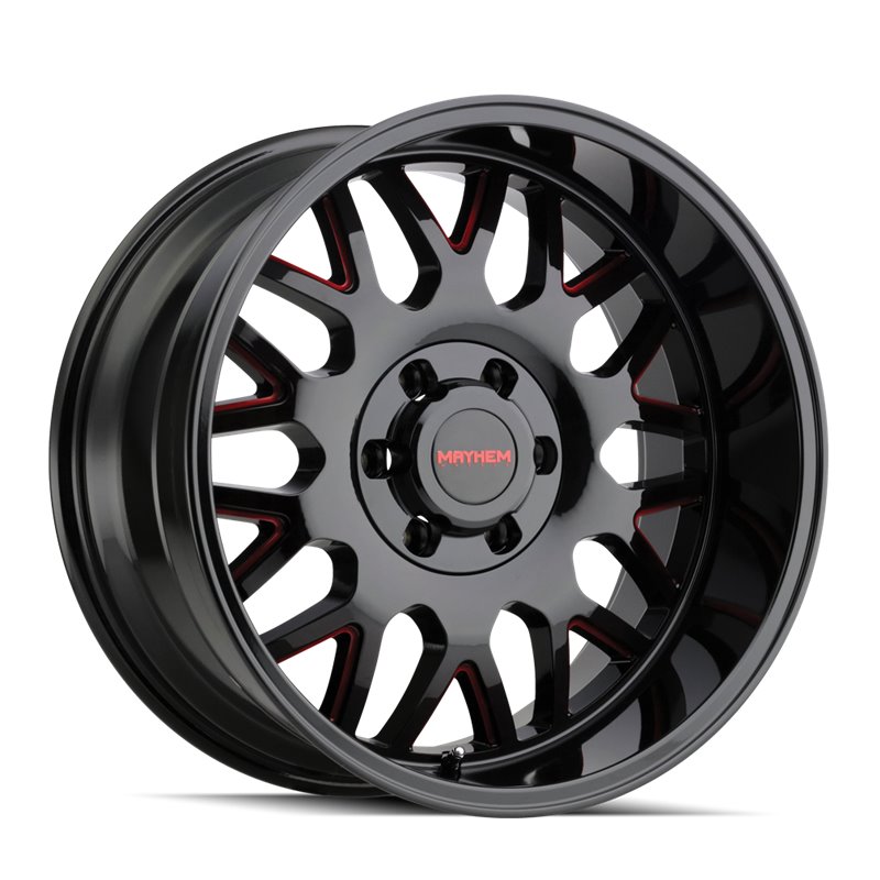 Mayhem | TRIPWIRE 20x9.0 ET0 - Gloss Black Milled Prism Red