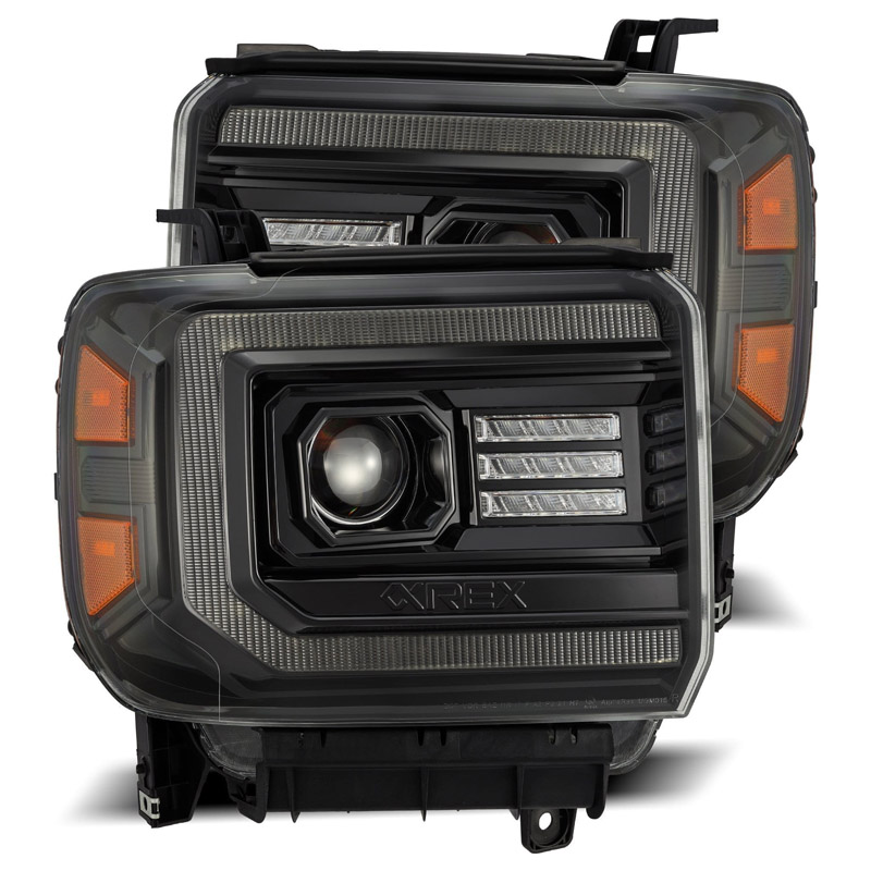 AlphaRex | Projector Headlights Alpha-Black - Sierra 2500 HD / 3500 HD 6.0L / 6.6L 2015-2018