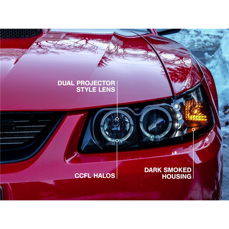 Raxiom | Dual LED Halo Projector Headlights - Mustang 1999-2004
