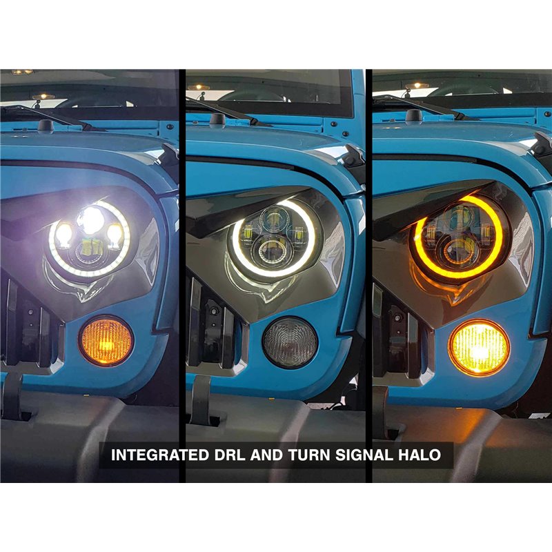Raxiom | Axial Series LED Halo Headlights with DRL and Amber Turn Signals - Wrangler / Wrangler (JK) 1997-2018