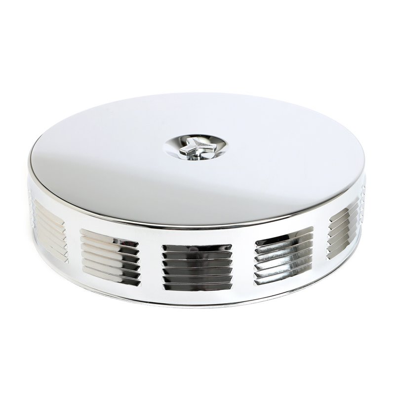 Trans-Dapt | Louvered CORVETTE-Style Air Cleaner Set; 14 in. x 3 in., 5-1/8 in. Neck-CHROME