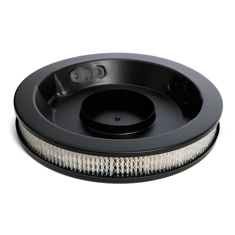 Trans-Dapt | ASPHALT BLACK POWDER COATED 14 in. RECESS BASE AIR CLEANER