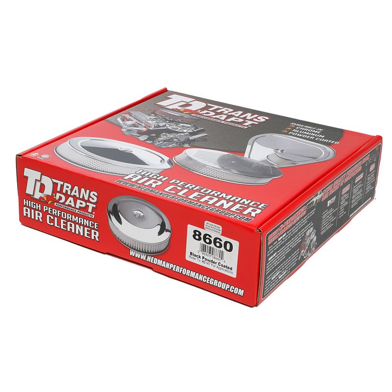 Trans-Dapt | ASPHALT BLACK POWDER COATED 14 in. RECESS BASE AIR CLEANER