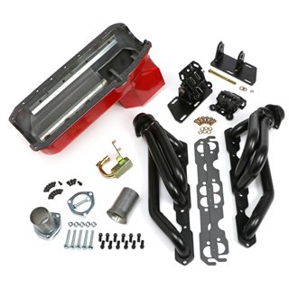 Trans-Dapt | Chevy V8 into 2WD S10 / S15 Engine Swap Kit; UNCOATED Headers- FACTORY Head