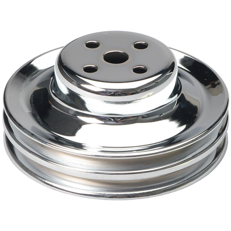 Trans-Dapt | WATER PUMP Pulley; 2 Groove; 1965-1966 FORD 289; O.E. Water Pump-CHROME - Mustang 4.7L 1965-1966