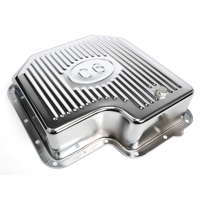 Trans-Dapt | CHROME STEEL EXTRA CAPACITY TRANSMISSION PAN; FINNED; FORD C6