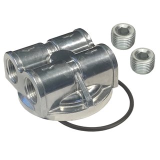Derale | Dual Side Ports Spin On Adapter with 1/2" NPT Ports and 3/4"-16 Filter Thread - 80 / Escape 2.0L / 1.6T 1990-2016
