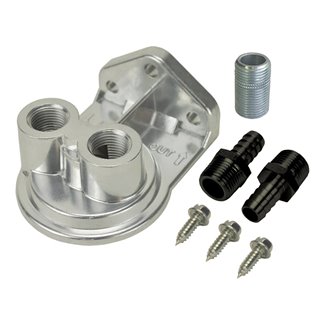 Derale | Single Ports Up 3/8" NPT Remote Filter Mount Kit with 3/4"-16 Filter Threads