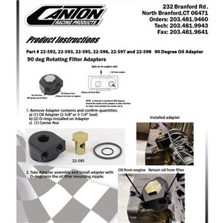 Canton | Alum Remote Oil Filter Adapter For Ford and Mopar 90 Deg Rotating